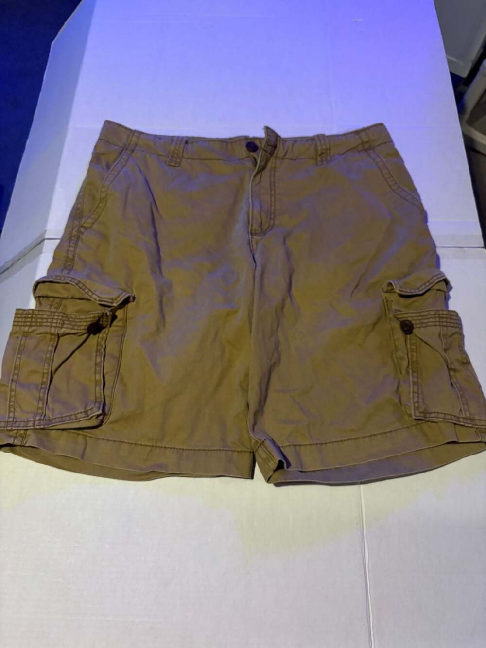 Aeropostale Cargo Shorts Size 38 Tan Cotton Button Fly Pockets